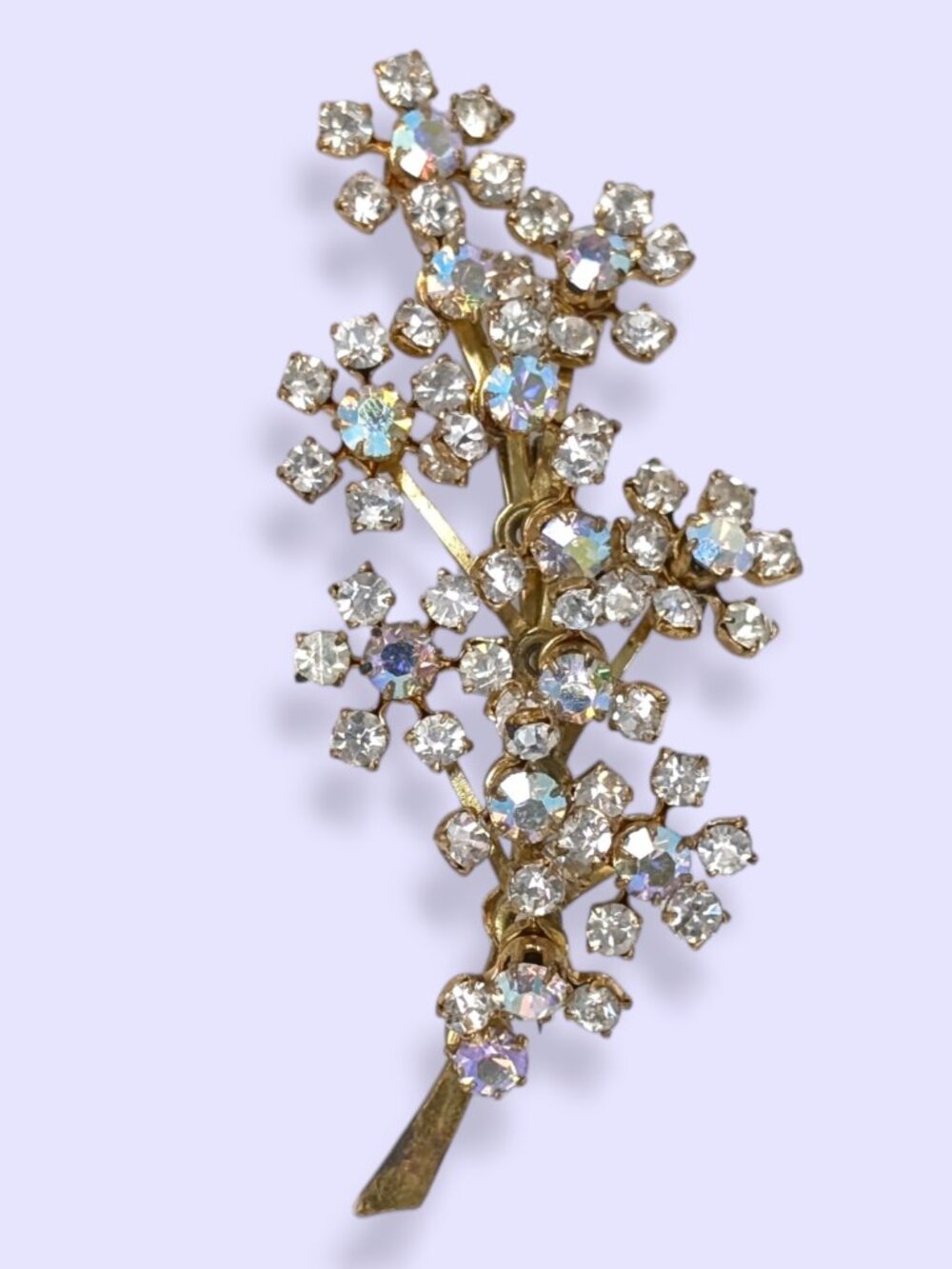 🍁Vintage Triad Mid-Century Austrian Crystal Rhinestone Floral Bough Brooch